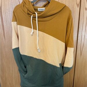 The Nines Colorblock Hoodie - Mustard, Cream, and Olive